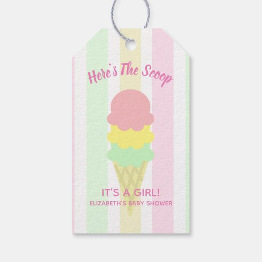 Hier is het Scoop Ice Cream Summer Baby shower Cadeaulabel (Achterkant)