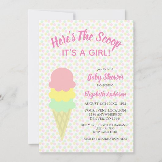 Hier is het Scoop Ice Cream Summer Baby shower Kaart (Voorkant)