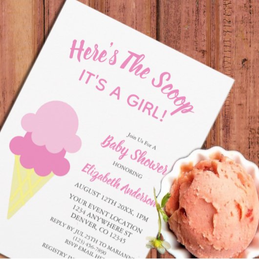 Hier is het Scoop Ice Cream Summer Baby shower Kaart