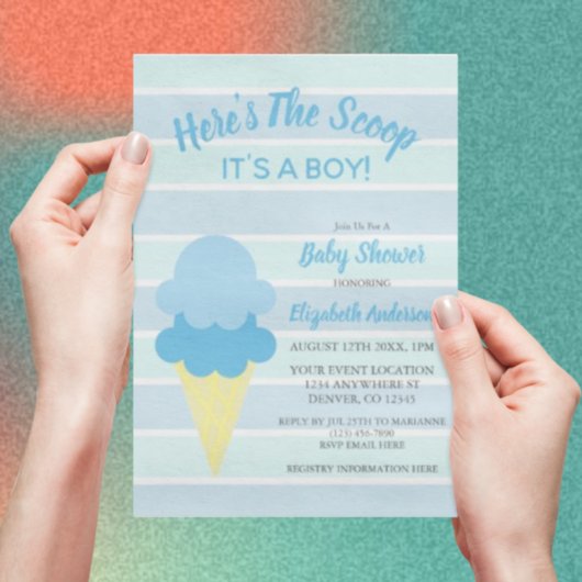 Hier is het Scoop Ice Cream Summer Baby shower Kaart