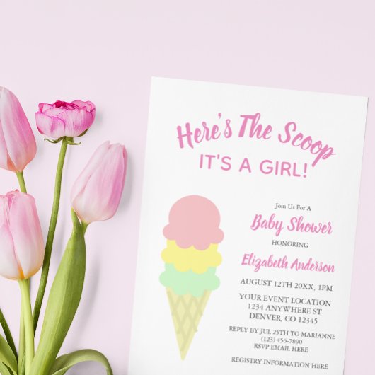 Hier is het Scoop Ice Cream Summer Baby shower Kaart