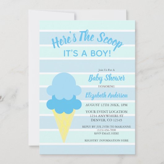 Hier is het Scoop Ice Cream Summer Baby shower Kaart (Voorkant)