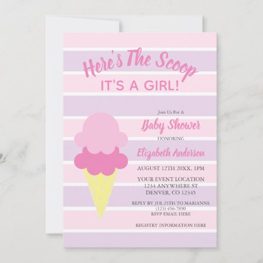 Hier is het Scoop Ice Cream Summer Baby shower Kaart (Voorkant)