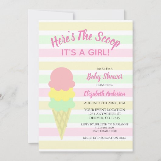 Hier is het Scoop Ice Cream Summer Baby shower Kaart (Voorkant)