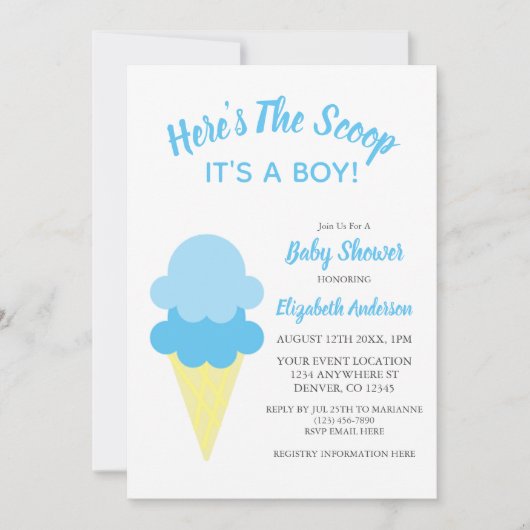 Hier is het Scoop Ice Cream Summer Baby shower Kaart (Voorkant)
