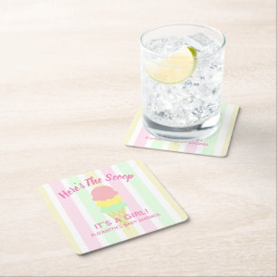 Hier is het Scoop Ice Cream Summer Baby shower Kartonnen Onderzetters