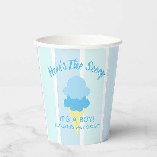 Hier is het Scoop Ice Cream Summer Baby shower Papieren Bekers (Voorkant)