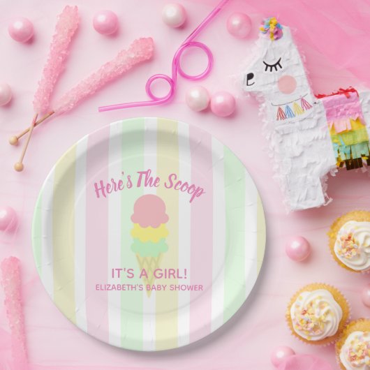 Hier is het Scoop Ice Cream Summer Baby shower Papieren Bordje (Feest)