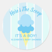 Hier is het Scoop Ice Cream Summer Baby shower Ronde Sticker (Voorkant)