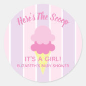 Hier is het Scoop Ice Cream Summer Baby shower Ronde Sticker (Voorkant)