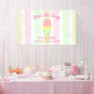 Hier is het Scoop Ice Cream Summer Baby shower Spandoek