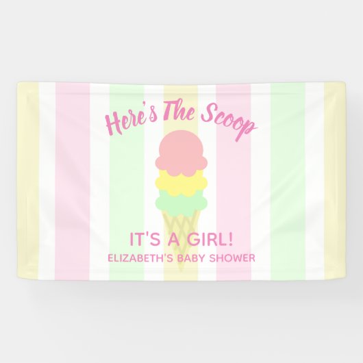 Hier is het Scoop Ice Cream Summer Baby shower Spandoek (Horizontaal)