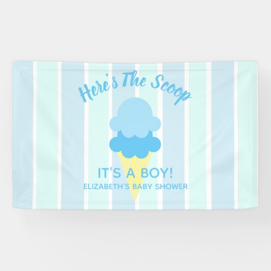 Hier is het Scoop Ice Cream Summer Baby shower Spandoek (Horizontaal)