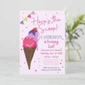 Hier is het Scoop Ice Cream verjaardagsfeestje Kaart (Staand voorkant)