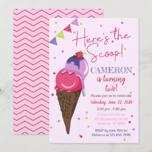 Hier is het Scoop Ice Cream verjaardagsfeestje Kaart