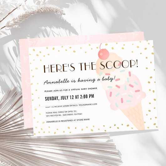 Hier is het Scoop Ice Cream Virtual Baby shower Kaart