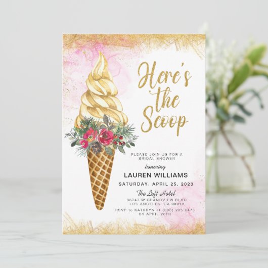 Hier is het Scoop Ice Cream Vrijgezellenfeest Kaart (Staand voorkant)