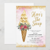 Hier is het Scoop Ice Cream Vrijgezellenfeest Kaart (Voorkant / Achterkant)