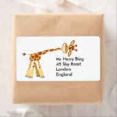 Hier is hij! cartoon giraf-etiket! etiket (Insitu)