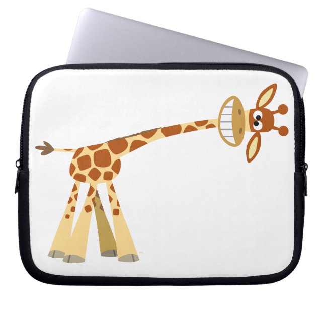 Hier is hij!! cartoon giraffe-laptophoes laptop sleeve (Voorkant)