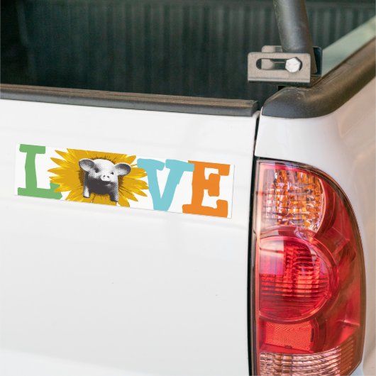 Hier is mijn LOVE van Sunflower Piggy Bumpersticker (Op Truck)