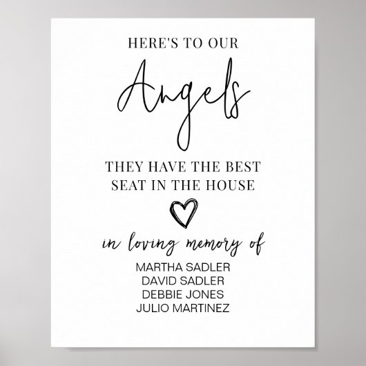 Hier is om onze engelen Memorial bruiloft gunsten Poster (Voorkant)