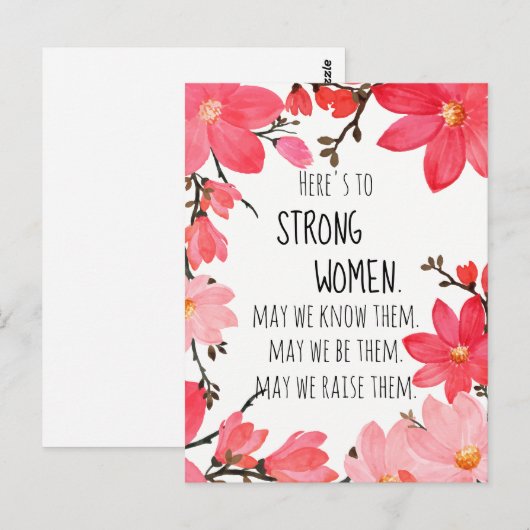 Hier is om sterke vrouwen Waterverf Floral Clemati Briefkaart (Voorkant / Achterkant)