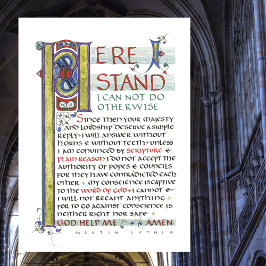 HIER IS STAND GOD HELP ME MARTIN LUTHER CITAAT CANVAS AFDRUK