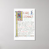 HIER IS STAND GOD HELP ME MARTIN LUTHER CITAAT CANVAS AFDRUK (Voorkant)