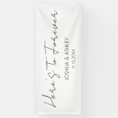 Hier is voor altijd het Manuscript Elegant Wedding Spandoek (Verticaal)