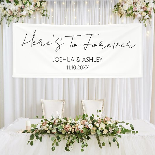 Hier is voor altijd het Manuscript Elegant Wedding Spandoek