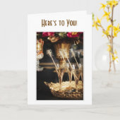 HIER IS VOOR JOU CHAMPAGNE TOAST-HAPPY VOOR JOU KAART (Gele Bloem)