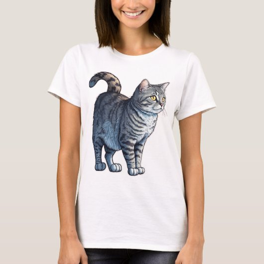 Hier Kat, Kat! Iedereen houdt van een Tabby Cat. T-shirt (Voorkant)