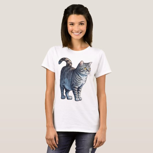 Hier Kat, Kat! Iedereen houdt van een Tabby Cat. T-shirt (Voorkant volledig)