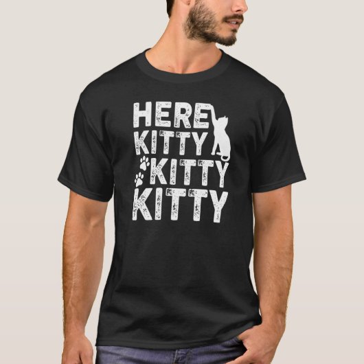 Hier Kat Kat Kitty Cat T-shirt (Voorkant)