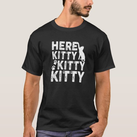 Hier Kat Kat Kitty Cat T-shirt (Voorkant)