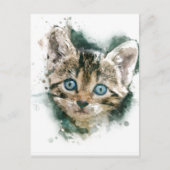 Hier, kat, kat.schilderij van mooie waterverf briefkaart (Voorkant)