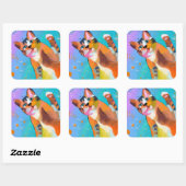 Hier Kat Kat Vierkante Sticker (Vel)