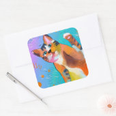 Hier Kat Kat Vierkante Sticker (Envelop)