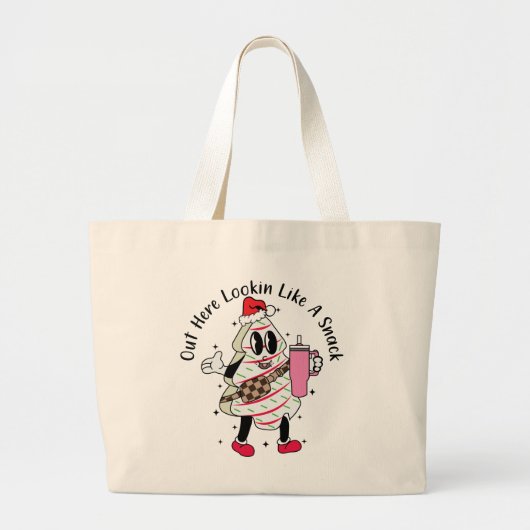 Hier kijken als een snack - Christmas Tree Cake Grote Tote Bag (Voorkant)