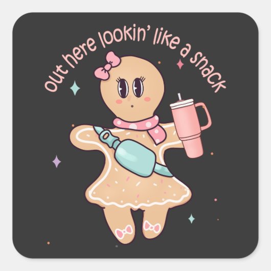 Hier kijken als een snack - Christmas Tree Cake Vierkante Sticker (Voorkant)