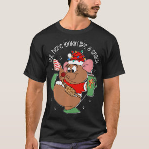 Hier kijken als een snack grappige muis kerst t-shirt