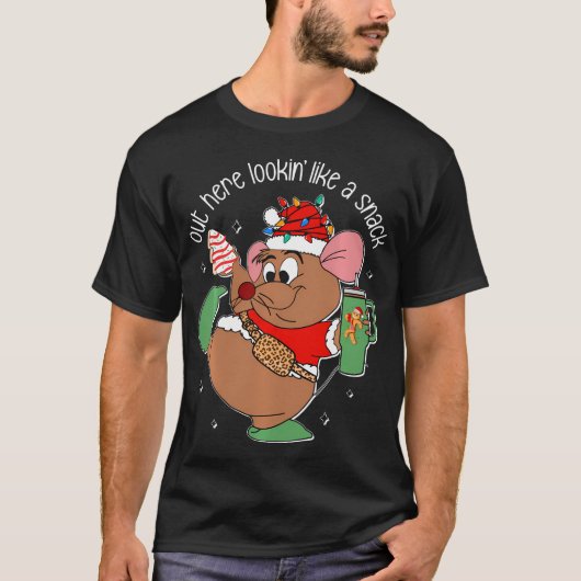 Hier kijken als een snack grappige muis kerst t-shirt (Voorkant)