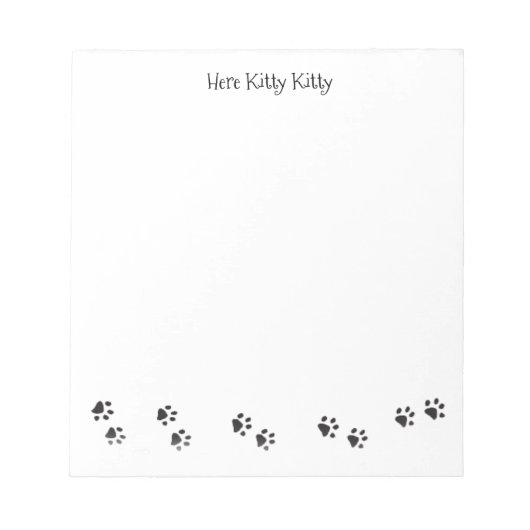Hier Kitty Kitty Pootafdrukken Notitieblok (Voorkant)