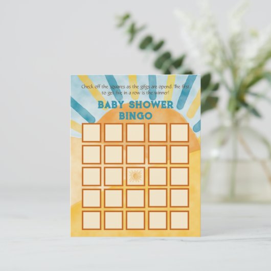 Hier kom je blauw Ray Sunshine Baby shower Bingo G (Staand voorkant)