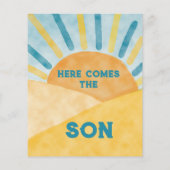 Hier kom je blauw Ray Sunshine Baby shower Bingo G (Achterkant)