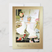 Hier komen de bruiden bruiloft uitnodiging (Voorkant)