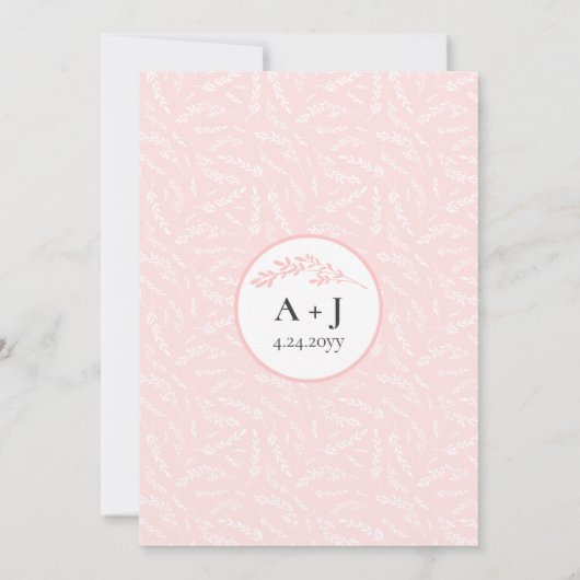 Hier komen de bruiden moderne blush roze bruiloft kaart (Achterkant)