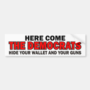 Hier komen de democraten bumpersticker