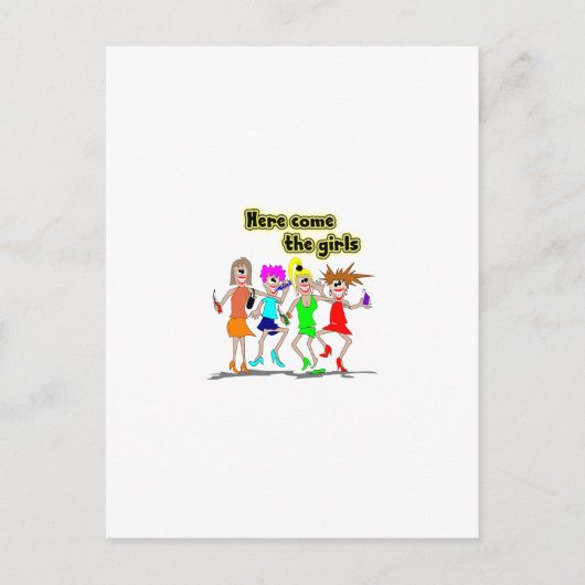 Hier komen de meisjes briefkaart (Voorkant)